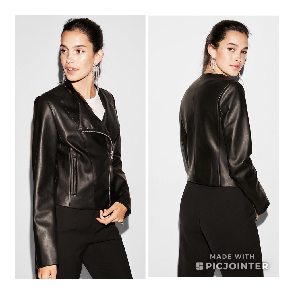 New Express Faux Leather Black Moto Jacket Size Medium